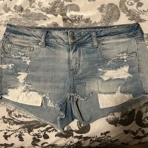 American Eagle outfitters light blue cut off jeans shorts